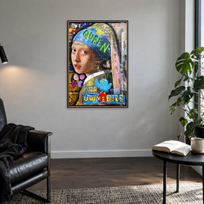Thiếu nữ và bông hoa tai ngọc trai Pop Art - 3