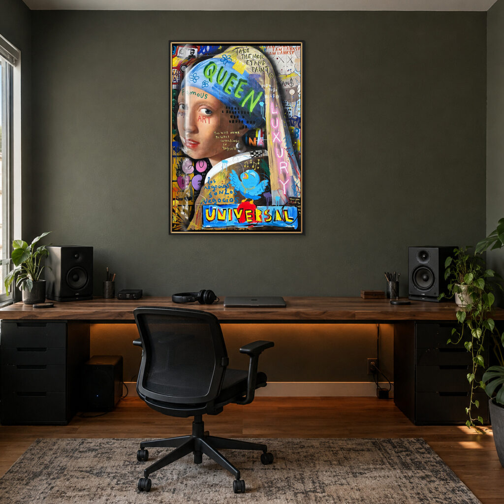 Thiếu nữ và bông hoa tai ngọc trai Pop Art - 3