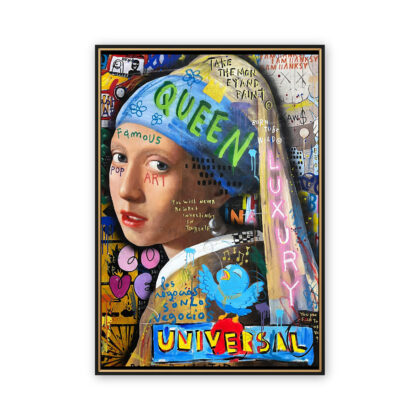 Thiếu nữ và bông hoa tai ngọc trai Pop Art - 3