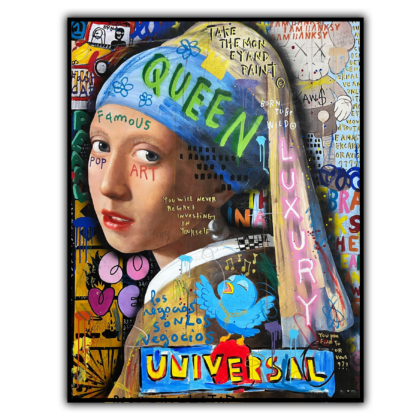 Thiếu nữ và bông hoa tai ngọc trai Pop Art - 3
